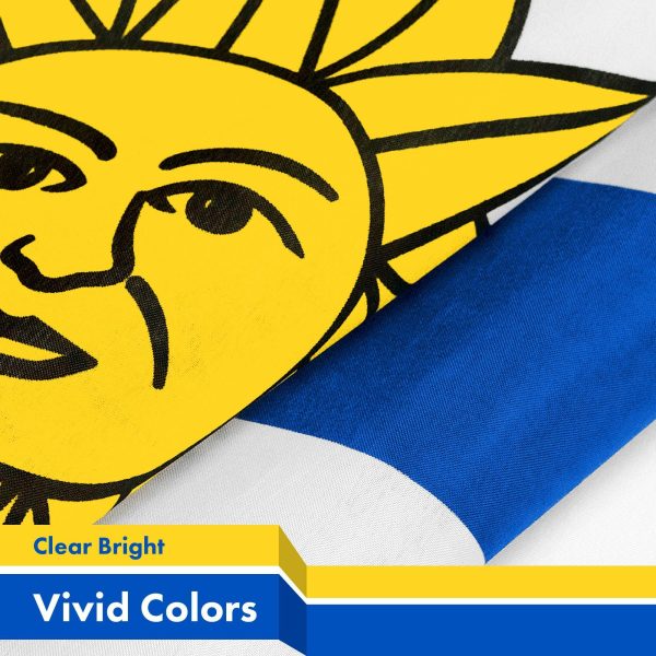 G128 Combo Pack: USA American Flag 3x5 Ft 150D Printed Stars & Uruguay (Uruguayan) Flag 3x5 Ft 150D Printed - Image 4