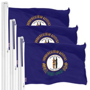 G128 3 Pack: Kentucky KY State Flag | 3x5 Ft | LiteWeave Pro Series Printed 150D Polyester | Indoor/Outdoor, Vibrant Colors, Brass Grommets, Thicker and More Durable Than 100D 75D Polyester
