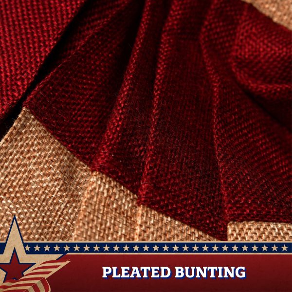 G128 - 3 Pack: USA Tea Stained Pleated Fan Flag 1.5x3FT Burlap Embroidered Polyester Stars and Stripes - Image 6