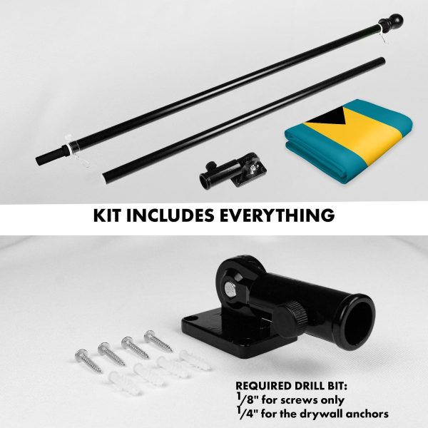 G128 Combo Pack: 6 Ft Tangle Free Aluminum Spinning Flagpole (Black) & Bahamas Bahamian Flag 3x5 Ft, LiteWeave Pro Series Printed 150D Polyester | Pole with Flag Included - Image 2