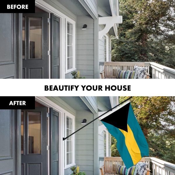 G128 Combo Pack: 6 Ft Tangle Free Aluminum Spinning Flagpole (Black) & Bahamas Bahamian Flag 3x5 Ft, LiteWeave Pro Series Printed 150D Polyester | Pole with Flag Included - Image 3