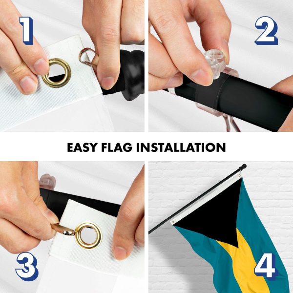 G128 Combo Pack: 6 Ft Tangle Free Aluminum Spinning Flagpole (Black) & Bahamas Bahamian Flag 3x5 Ft, LiteWeave Pro Series Printed 150D Polyester | Pole with Flag Included - Image 7