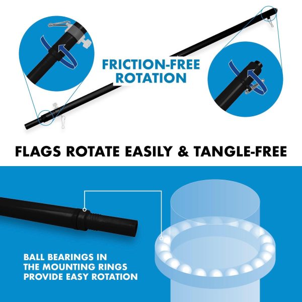 G128 Combo Pack: 6 Ft Tangle Free Aluminum Spinning Flagpole (Black) & Bahamas Bahamian Flag 3x5 Ft, LiteWeave Pro Series Printed 150D Polyester | Pole with Flag Included - Image 9