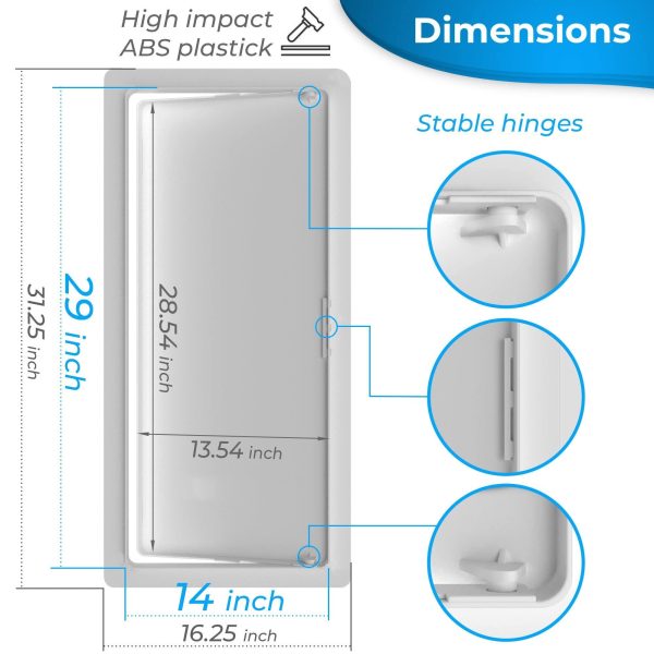 Access Panel for Drywall   14 x 29 inch   Wall Hole Cover   Access Door   Plumbing Access Panel for Drywall   Heavy Durable Plastic White - Image 2