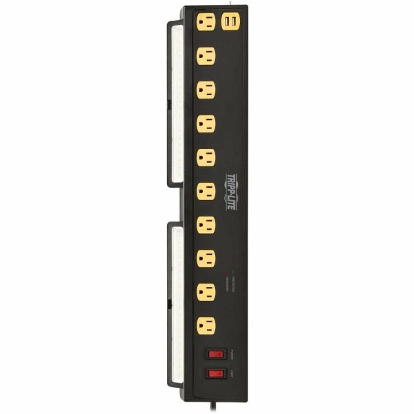 Eaton Tripp Lite Series Protect It! 10-Outlet Surge Protector with Swivel Light Bars - 5-15R Outlets, 2 USB Ports, 10 ft. (3 m) Cord, 4500 Joules, Black - Image 9