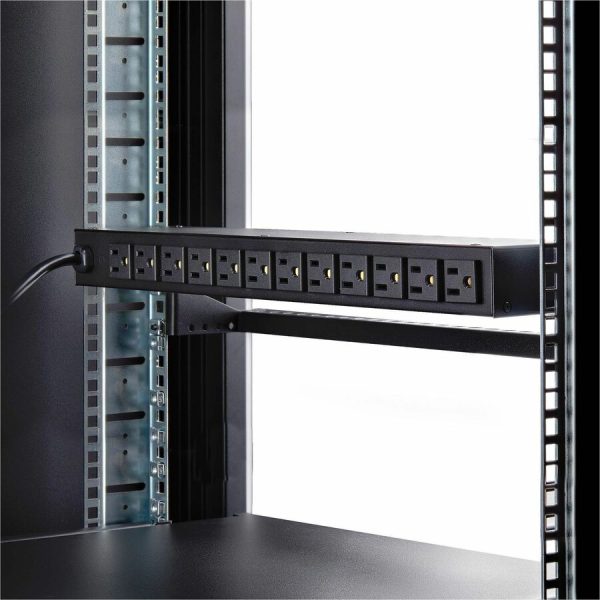 StarTech.com 12-Outlet Horizontal Rack Mount Metered PDU, 1U Server Power Strip w/Surge Protector, 125V/15A, 8ft (2.4m) Power Cord, TAA - Image 4
