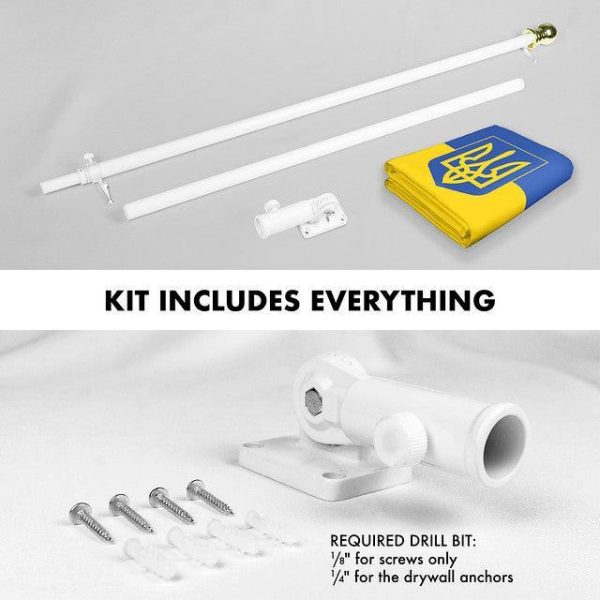 G128 Flag Pole 6FT White Tangle Free & Ukraine Ukrainian Coat of Arms Flag 3x5 Ft Combo Printed 150D Polyester - Image 2