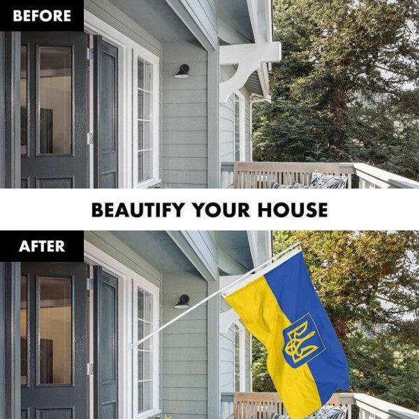 G128 Flag Pole 6FT White Tangle Free & Ukraine Ukrainian Coat of Arms Flag 3x5 Ft Combo Printed 150D Polyester - Image 3