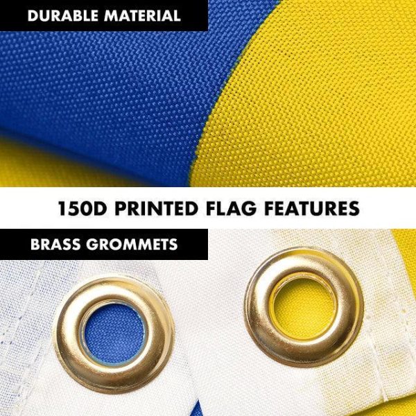 G128 Flag Pole 6FT White Tangle Free & Ukraine Ukrainian Coat of Arms Flag 3x5 Ft Combo Printed 150D Polyester - Image 4