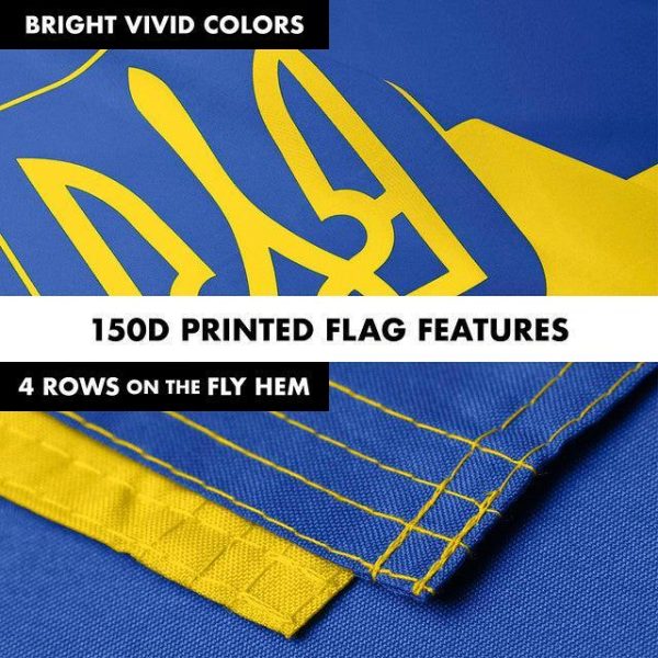 G128 Flag Pole 6FT White Tangle Free & Ukraine Ukrainian Coat of Arms Flag 3x5 Ft Combo Printed 150D Polyester - Image 5