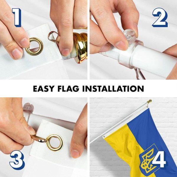 G128 Flag Pole 6FT White Tangle Free & Ukraine Ukrainian Coat of Arms Flag 3x5 Ft Combo Printed 150D Polyester - Image 7