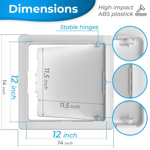 Access Panel for Drywall   12x12 inch   Wall Hole Cover   Access Door   Plumbing Access Panel for Drywall   Heavy Durable Plastic White - Image 2