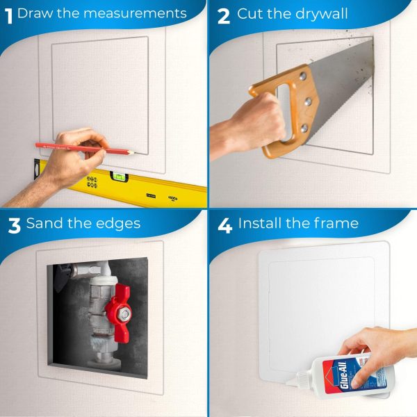 Access Panel for Drywall   12x12 inch   Wall Hole Cover   Access Door   Plumbing Access Panel for Drywall   Heavy Durable Plastic White - Image 3