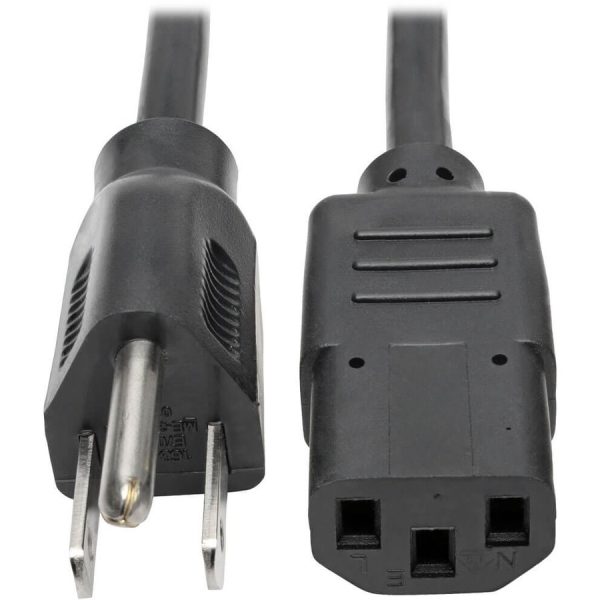 Eaton Tripp Lite Series Desktop Computer AC Power Cable, NEMA 5-15P to C13 - 10A, 125V, 18 AWG, 3 ft. (0.91 m), Black