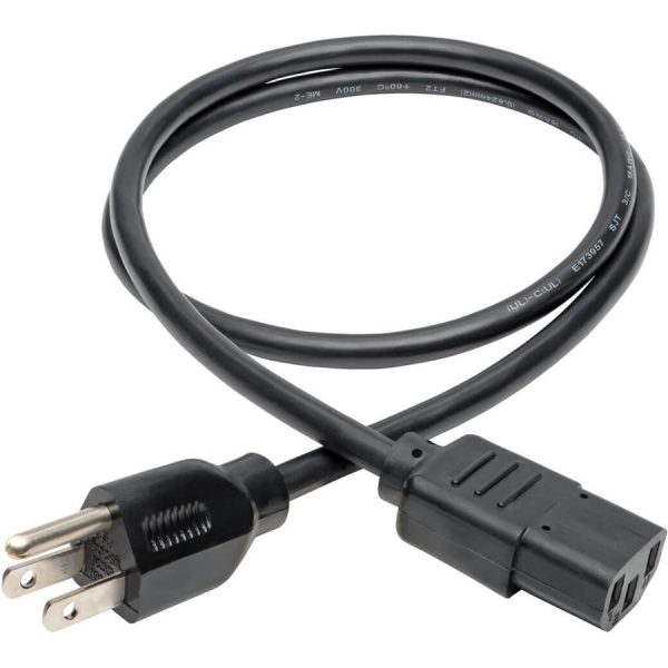 Eaton Tripp Lite Series Desktop Computer AC Power Cable, NEMA 5-15P to C13 - 10A, 125V, 18 AWG, 3 ft. (0.91 m), Black - Image 2