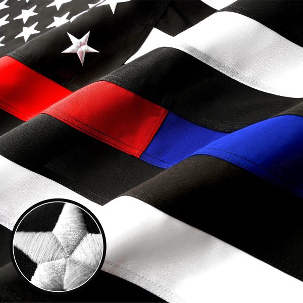 Thin Red & Thin Blue Line Flag 220GSM Embroidered Spun Polyester 3x5 Ft - Image 2