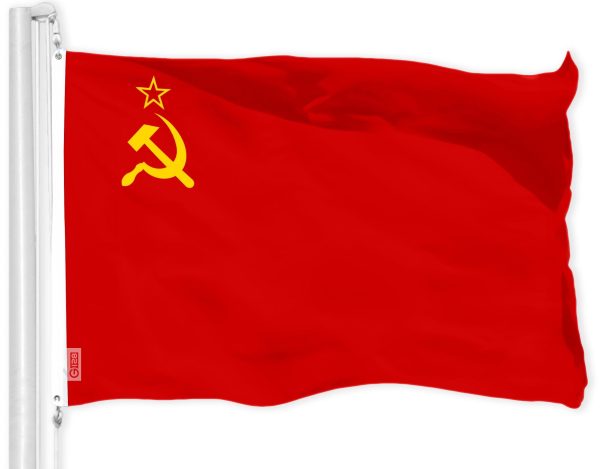 G128 Combo Pack: American USA Flag 3x5 Ft & Union of Soviet Socialist Republics USSR Flag 3x5 Ft | Both LiteWeave Pro Series Printed 150D Polyester, Brass Grommets - Image 2