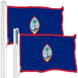 G128 2 Pack: Guam Guamanian Flag | 3x5 Ft | Printed 150D Polyester - Indoor/Outdoor, Vibrant Colors, Brass Grommets, Quality Polyester, Much Thicker More Durable Than 100D 75D Polyester