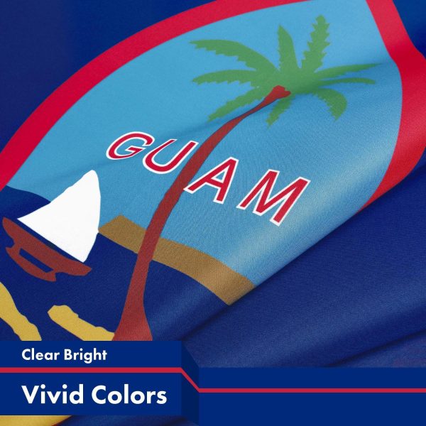 G128 2 Pack: Guam Guamanian Flag | 3x5 Ft | Printed 150D Polyester - Indoor/Outdoor, Vibrant Colors, Brass Grommets, Quality Polyester, Much Thicker More Durable Than 100D 75D Polyester - Image 3
