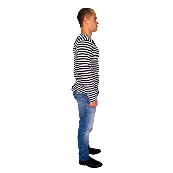 Genuine Russian Navy Blue Striped Long Sleeved T Shirt Top - Image 3