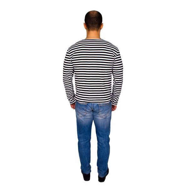 Genuine Russian Navy Blue Striped Long Sleeved T Shirt Top - Image 4