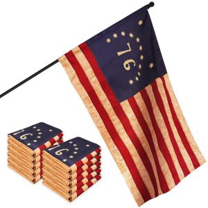 G128 10 Pack: Bennington 76 Tea-Stained Flag | 2x3 Ft | ToughWeave Pro Series Pole Sleeve Embroidered 420D Polyester | Historical Flag, Embroidered Design, High Quality, NO Flagpole Included