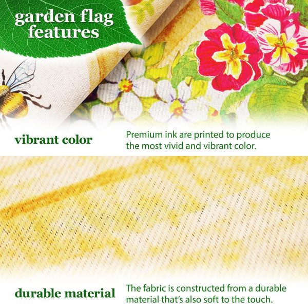 G128 Combo Pack: Garden Flag Stand Black 36 in x 16 in & Garden Flag Spring Decoration Welcome Gnome with Flowers 12"x18" Double-Sided Blockout Fabric - Image 3