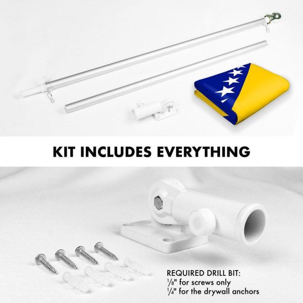 G128 Combo Pack: 6 Ft Tangle Free Spinning Flagpole (Silver) & Bosnia and Herzegovina Flag 3x5 Ft Printed 150D Polyester, Brass Grommets (Flag Included) Aluminum Flag Pole - Image 2