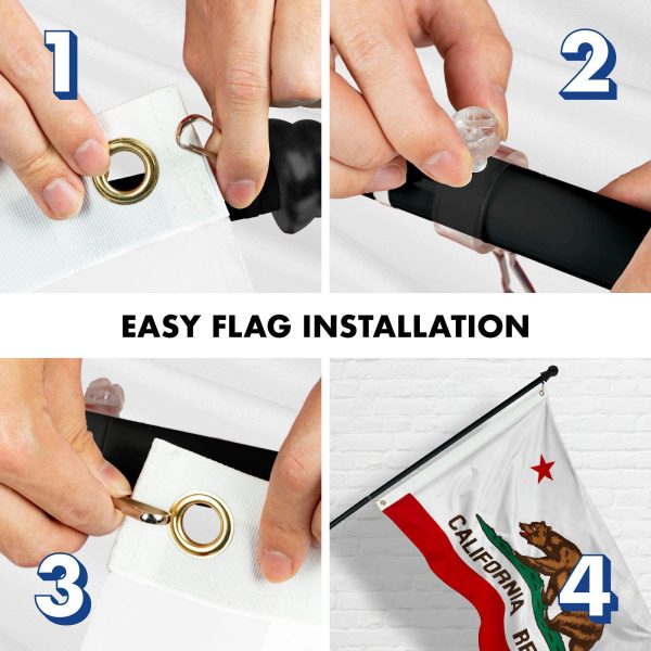 G128 - 6 Feet Tangle Free Spinning Flagpole (Black) California Brass Grommets Printed 3x5 ft (Flag Included) Aluminum Flag Pole - Image 7