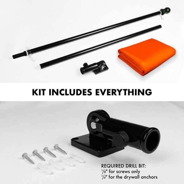 G128 Combo Pack: 5 Ft Tangle Free Aluminum Spinning Flagpole (Black) & Solid Orange Color Flag 2.5x4 Ft, LiteWeave Pro Series Printed 150D Polyester | Pole with Flag Included - Image 2