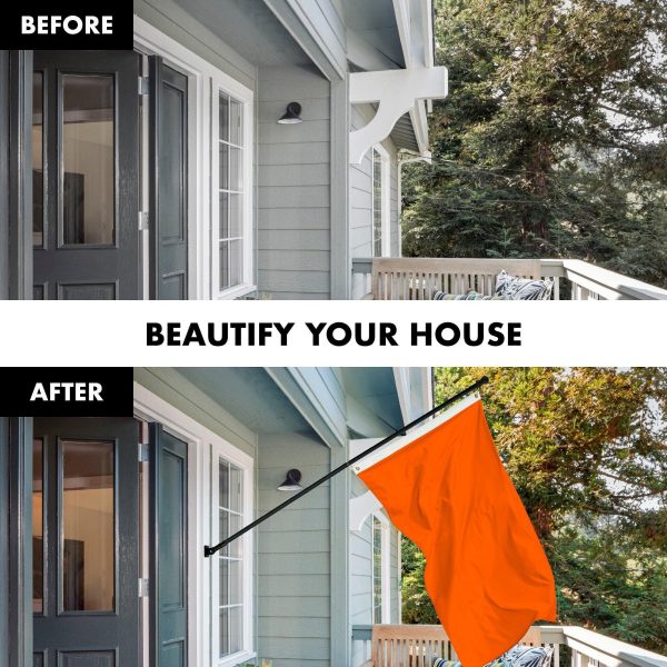 G128 Combo Pack: 5 Ft Tangle Free Aluminum Spinning Flagpole (Black) & Solid Orange Color Flag 2.5x4 Ft, LiteWeave Pro Series Printed 150D Polyester | Pole with Flag Included - Image 3