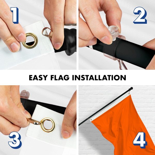 G128 Combo Pack: 5 Ft Tangle Free Aluminum Spinning Flagpole (Black) & Solid Orange Color Flag 2.5x4 Ft, LiteWeave Pro Series Printed 150D Polyester | Pole with Flag Included - Image 7