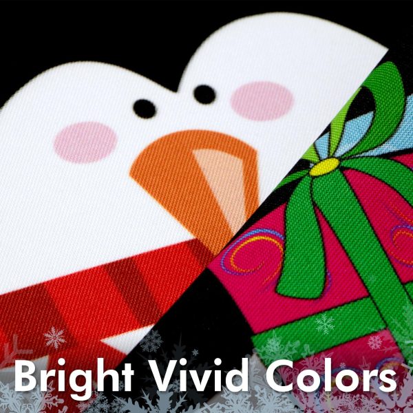 G128 - Christmas Garden Flag, Christmas and Winter Themed Decorations - Merry Christmas Penguin with Candy Cane,  | 12x18 Inch | Printed 150D Polyester - Rustic Holiday Seasonal Outdoor Flag - Image 3