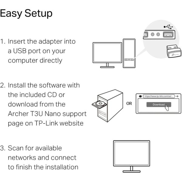 TP-Link Archer T3U Nano - AC1300 2.4G/5G Dual Band Nano USB WiFi Adapter for PC - Image 4