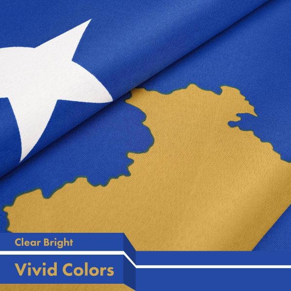 G128 5 Pack: Kosovo Kosovar Flag | 3x5 Ft | LiteWeave Pro Series Printed 150D Polyester | Country Flag, Indoor/Outdoor, Vibrant Colors, Brass Grommets, Thicker and More Durable Than 100D 75D Polyester - Image 3