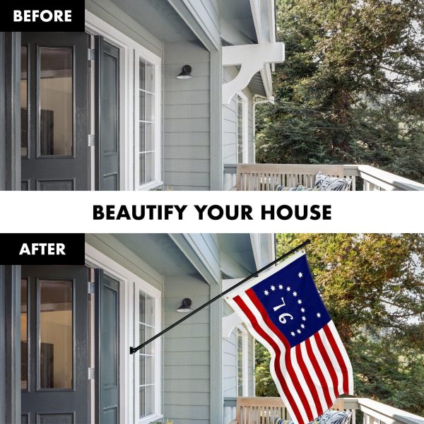 G128 Combo Pack: 5 Ft Tangle Free Aluminum Spinning Flagpole (Black) & Bennington 76 Flag 2.5x4 Ft, ToughWeave Series Embroidered 300D Polyester | Pole with Flag Included - Image 3