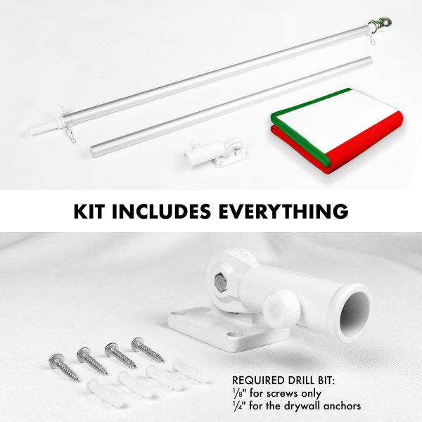 G128 Combo Pack: 6 Ft Tangle Free Aluminum Spinning Flagpole (Silver) & Italy Italian Flag 3x5 Ft, LiteWeave Pro Series Printed 150D Polyester, 4 Corner Brass Grommets | Pole with Flag Included - Image 2