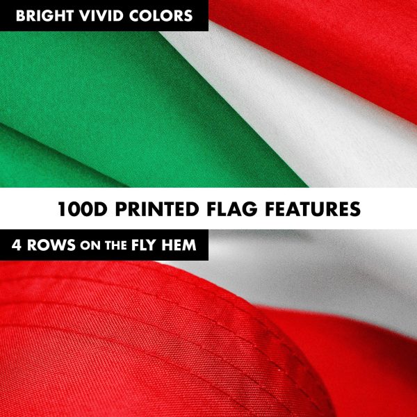 G128 Combo Pack: 6 Feet Tangle Free Spinning Flagpole (Silver) Italy Italian Flag 3x5 ft Printed 150D Brass Grommets (Flag Included) Aluminum Flag Pole - Image 5