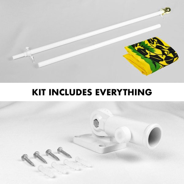 G128 - 5 Feet Tangle Free Spinning Flagpole (White) Gadsden Flag Brass Grommets Embroidered 2x3 ft (Flag Included) Aluminum Flag Pole - Image 2