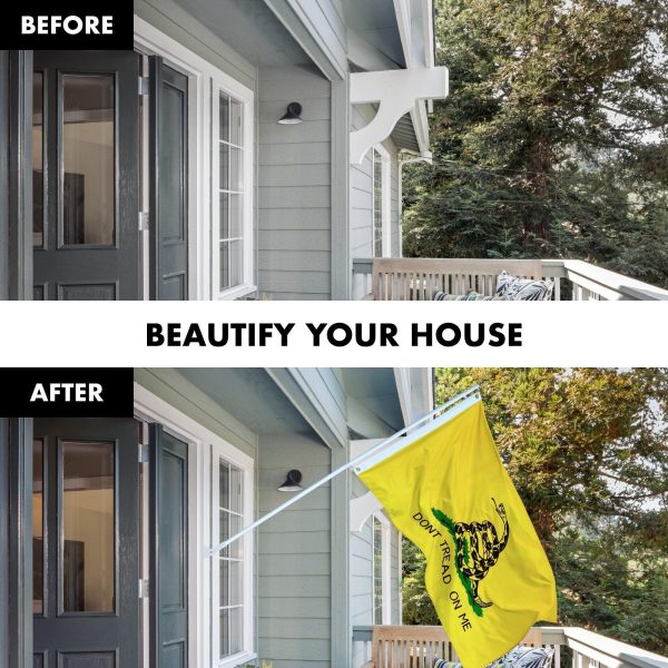 G128 - 5 Feet Tangle Free Spinning Flagpole (White) Gadsden Flag Brass Grommets Embroidered 2x3 ft (Flag Included) Aluminum Flag Pole - Image 3
