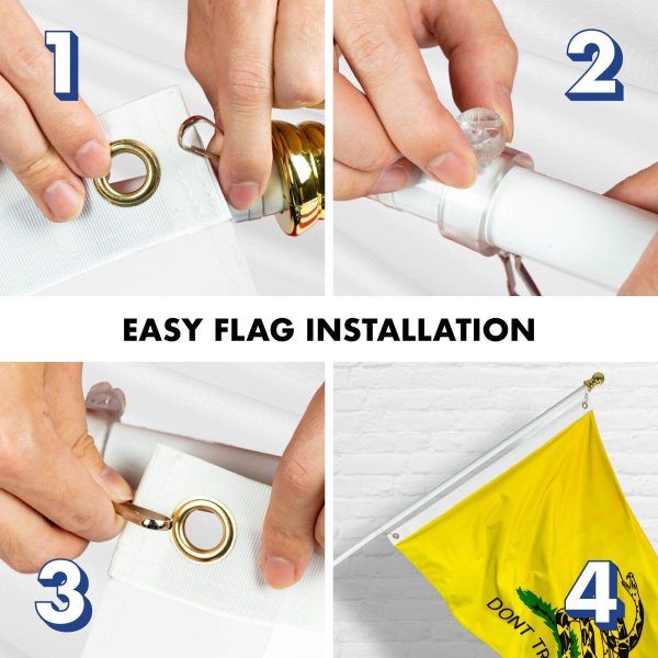 G128 - 5 Feet Tangle Free Spinning Flagpole (White) Gadsden Flag Brass Grommets Embroidered 2x3 ft (Flag Included) Aluminum Flag Pole - Image 7