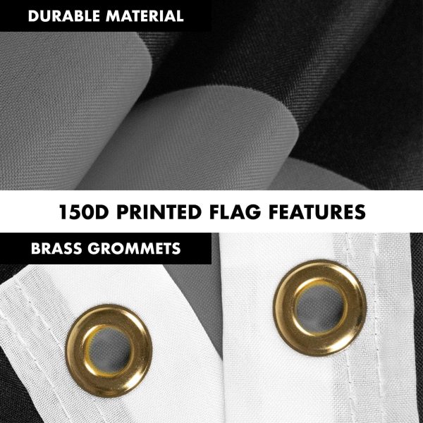 G128 Combo Pack: Flag Pole 6 Ft Silver Tangle Free & Thin Gray Line Flag 3x5 Ft Brass Grommets Printed 150D Polyester (Flag Included) Aluminum Flag Pole - Image 4