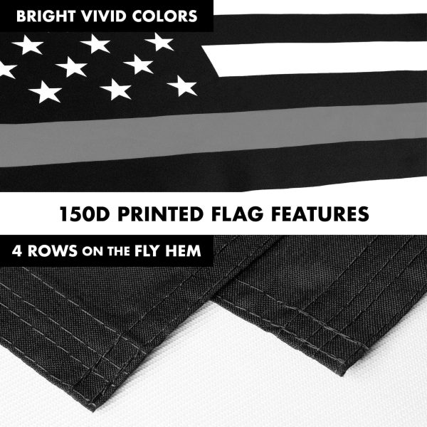 G128 Combo Pack: Flag Pole 6 Ft Silver Tangle Free & Thin Gray Line Flag 3x5 Ft Brass Grommets Printed 150D Polyester (Flag Included) Aluminum Flag Pole - Image 5