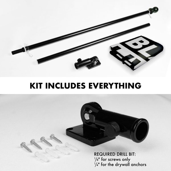 G128 Combo Pack: 6 Feet Tangle Free Spinning Flagpole (Black) Black Lives Matter (Black/White) Flag 3x5 ft Printed 150D Brass Grommets (Flag Included) Aluminum Flag Pole - Image 2