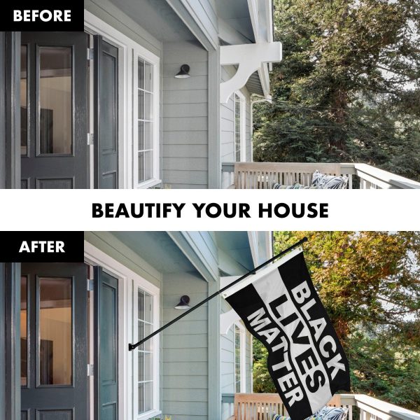 G128 Combo Pack: 6 Feet Tangle Free Spinning Flagpole (Black) Black Lives Matter (Black/White) Flag 3x5 ft Printed 150D Brass Grommets (Flag Included) Aluminum Flag Pole - Image 3