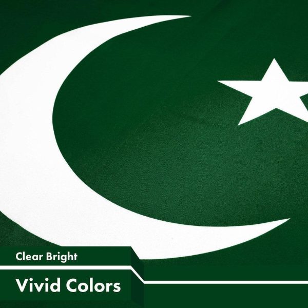 G128 Pakistan Pakistani Flag | 3x5 Ft | Printed 150D Polyester - Indoor/Outdoor, Vibrant Colors, Brass Grommets, Quality Polyester, Much Thicker More Durable Than 100D 75D Polyester - Image 3