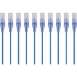 Monoprice 10-Pack, SlimRun Cat6A Ethernet Network Patch Cable, 7ft Blue