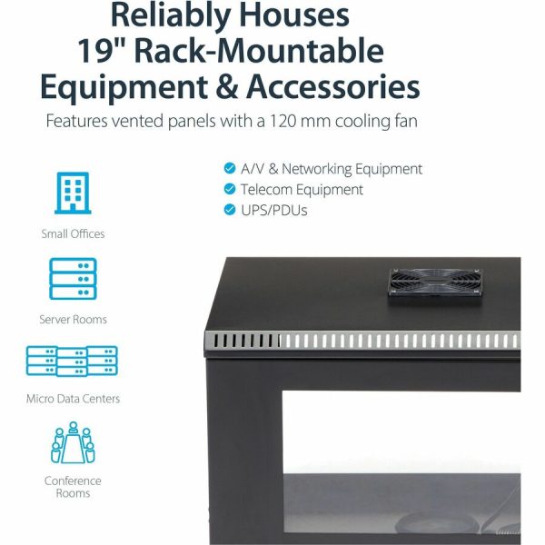 StarTech.com 2-Post 6U Wall Mount Network Cabinet w/ Acrylic Door, 19" Small Wall-Mounted Server Rack for Data / Computer Equipment - Image 4