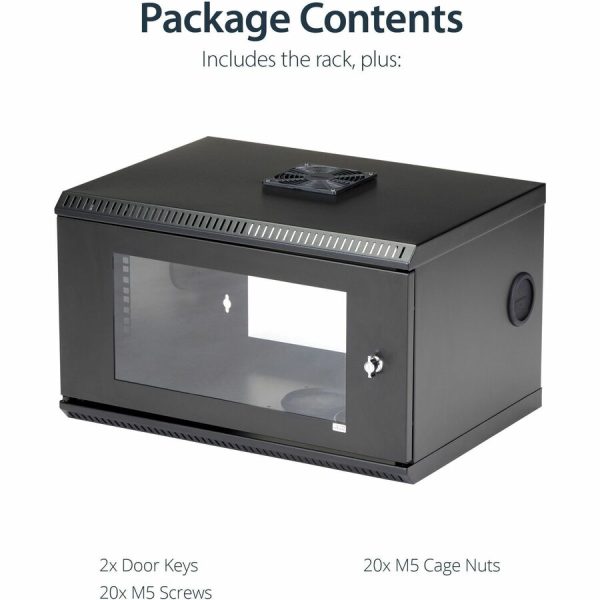 StarTech.com 2-Post 6U Wall Mount Network Cabinet w/ Acrylic Door, 19" Small Wall-Mounted Server Rack for Data / Computer Equipment - Image 6