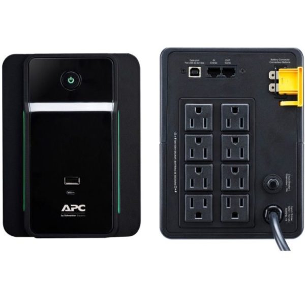 APC Back UPS, 1200VA/650W, Tower, 120V, 8x NEMA 5-15R outlets, USB Type A + C Ports, User Replaceable Battery - Image 3